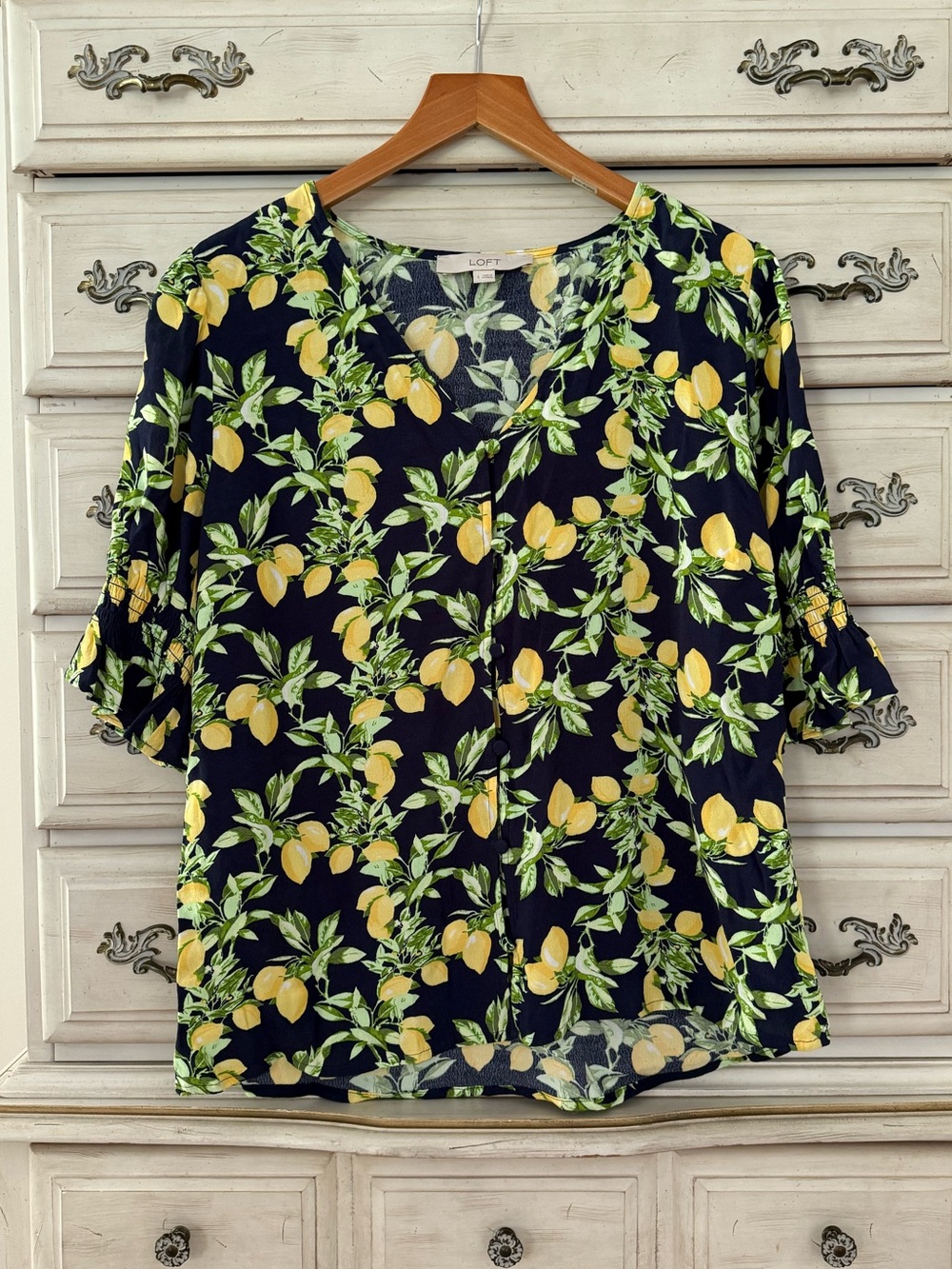 Loft Lemon Euro Summer Blouse Top - Picture 2 of 5
